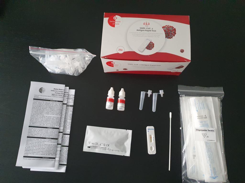 Swiss Point of Care Covid Rapid Test Kit Contents