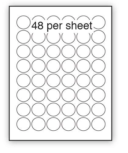 A4 Label Gloss White 30mm Diameter Circle 48 per sheet (200 Sheets)