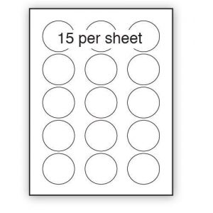 A4 Label Matt White Polyester BS5609 - Lasertuf, 51mm Diameter Circle 15 per sheet
