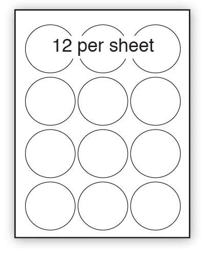 A4 Label Gloss Clear Polyester BS5609, 64mm Dia Circle 12/sheet (100 Sheets)