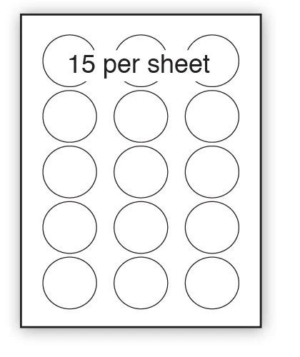A4 Label Extra Permanent Adhesive 51mm Diameter Circle 15 per sheet (100 Sheets)