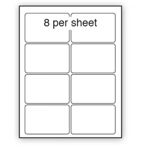 A4 Label White Permanent 96x68mm 8 per sheet (200 or 500 Sheets)