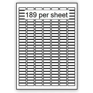 A4 Label White Permanent 25.4x10mm 189 per sheet (100 Sheets)