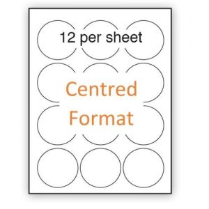 A4 Label White Permanent 63.5mm Dia Circle 12 per Sheet - Centred Format (200 or 500 Sheets)