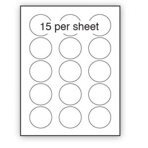 A4 Label White Permanent 51mm Dia Circle 15 per Sheet (200 or 500 Sheets)