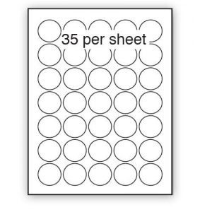 A4 Label White Permanent 37mm Diameter Circle 35 per Sheet (200 or 500 Sheets)