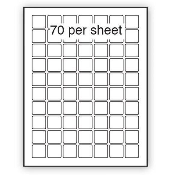 25 x 25mm 100 Sheets of Square Matt White Permanent Self-Adhesive Labels 