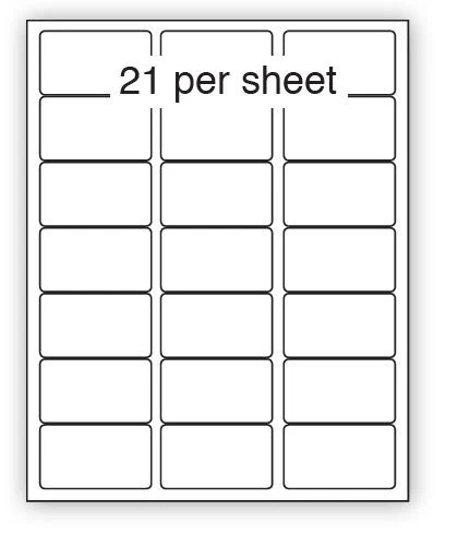 A4 Matt White Teslin BS5609, 64x38mm, 21 per sheet - Polyolefin (250 Sheets)