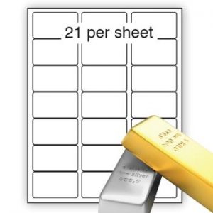 A4 Metallic Gold & Silver Labels 64x38.1mm 21 per sheet (100 Sheets)