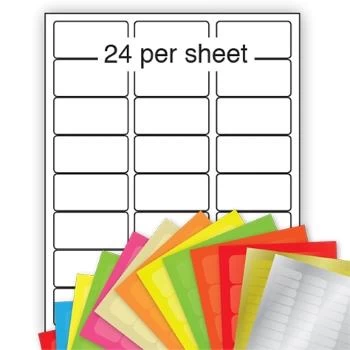 A4 Coloured Labels 64x34mm 24 per sheet (100 Sheets)