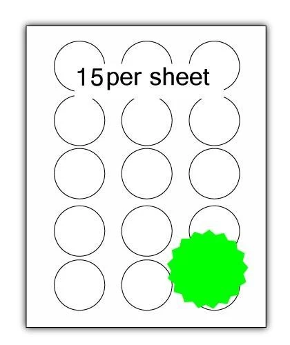 A4 Fluorescent Labels 51mm Diameter Circle 15 per sheet (200 Sheets) - Image 4