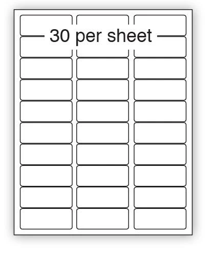 A4 Label White Permanent 64x28mm 30 per sheet (100 or 500 Sheets)