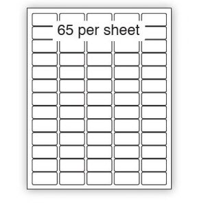 A4 Label White Permanent 38x21.2mm 65 per sheet (100 or 500 Sheets)